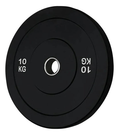 Disco Olímpico Engomado 10 Kg P/ Barra Pesas Gym Profesional Negro