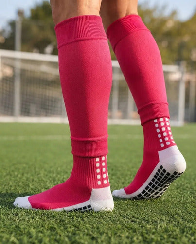 Combo Media Sin Pie + Antideslizante Fútbol Adulto Mmsports Rojo M