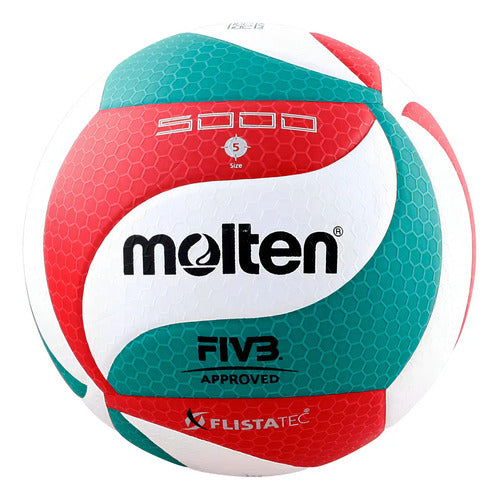 Pelota De Voley Molten V5m 5000 Nº 5 Color Blanco/verde/rojo Para Indoor