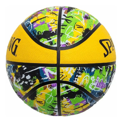 Pelota De Básquet Spalding Graffiti Graffiti Nº 7 Color Amarillo/verde Para Partida De Exterior
