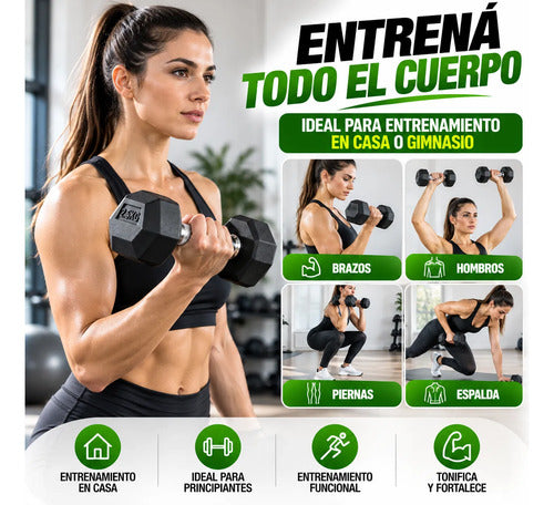 Mancuerna Hexagonal Fija De 2.5 Kg - Pesa Pesas Color Negro Negro