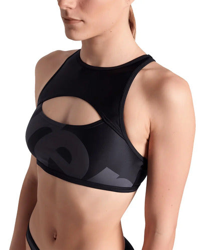Bikini Traje De Baño Dama Asphalt Natación - Arena Negro Lisa Xl