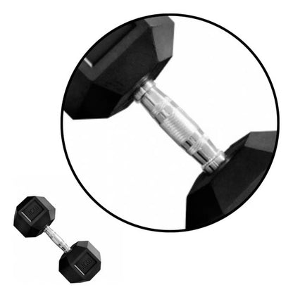 Mancuerna Hexagonales Hierro Recubierto 40kg Rhino Negro