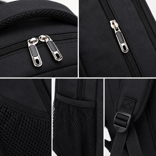 Mochila Escolar Universitaria Reforzada Negra 25l Viaje Negro Lisa