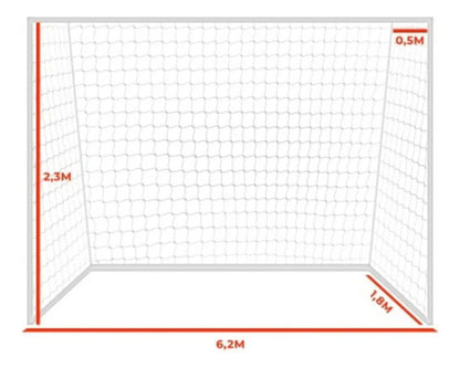 Red De Futbol 7 2mm Nylon 6.2x2.3m Uv Gismar Blanco