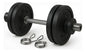 Set 2 Mancuerna Olímpicas + 50kg Discos Cemento Plateado