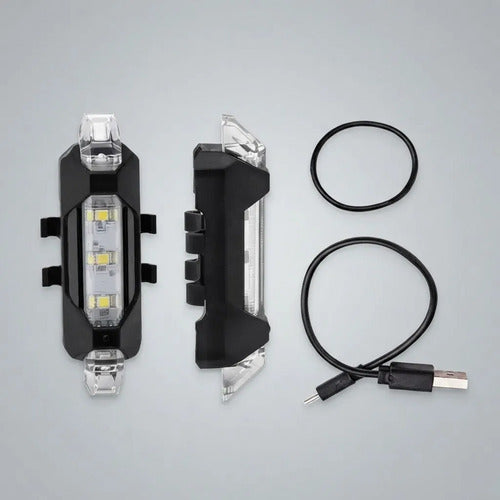 Luz Bicicleta Delantera O Trasera Luz Roja Y Blanca Usb Led Negro