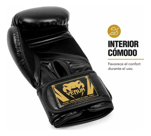 Guantes Boxeo Entrenamiento Premium Alta Protección Velcro 10 Negro