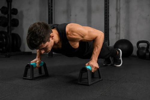 Par Barras Push Up Calistenia Fitness Antideslizantes Pro Turquesa