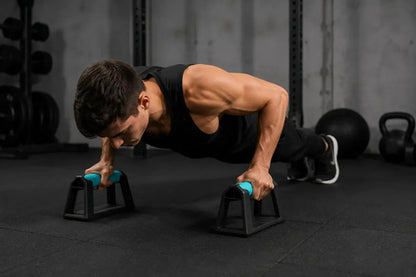Par Barras Push Up Calistenia Fitness Antideslizantes Pro Turquesa