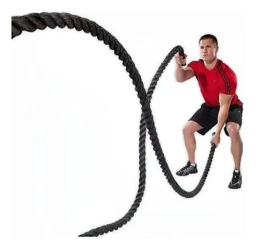 Cuerda Soga Crossfit 3.8cmx6 Mts Entrenamiento Funcional Negro