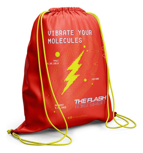 Mochila Multiuso Con Cordón Licencia Warner Bross Color The Flash Diseño De La Tela Estampada Estampado