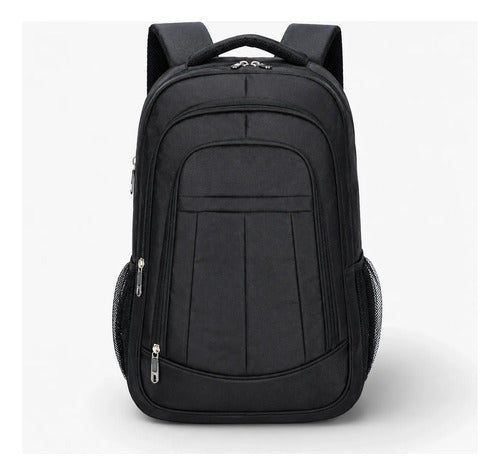 Mochila Escolar Universitaria Reforzada Negra 25l Viaje Negro Lisa