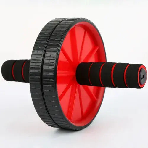 Rueda Abdominales Doble + Cuerda P/saltar C/mango Neopreno Negro