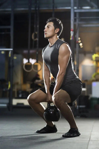 Pesa Rusa Kettlebell De Hierro 8k Engomado Pesas Mancuerna Azul