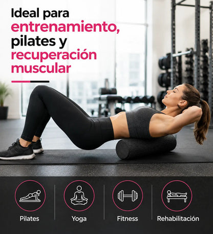 Rodillo Macizo De Goma Eva Para Yoga / Foam Roller - 90 Cm Negro