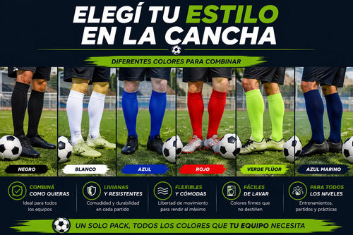 Pack X10 Pares Medias Fútbol Sin Pie Colores Surtidos Surtido Unico