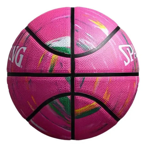 Balón Básquetbol Spalding Del No.6 Marble Series Color Rosa