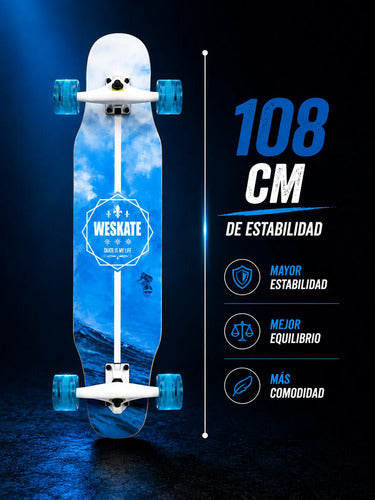 Longboard Weskate 108 Cm Tabla Maple Ruedas Anchas Paseo Weskate Ocean