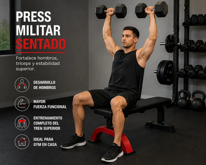 Banco Plano Gimnasio Pesas Entrenamiento Fitness Reforzado Negro