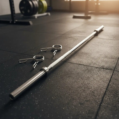 Barra Olímpica 1.20 Mts Discos Gym Entrenamiento Cromado