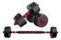 Kit Barra + Mancuerna C/discos Forrados 50 Kgs Negro