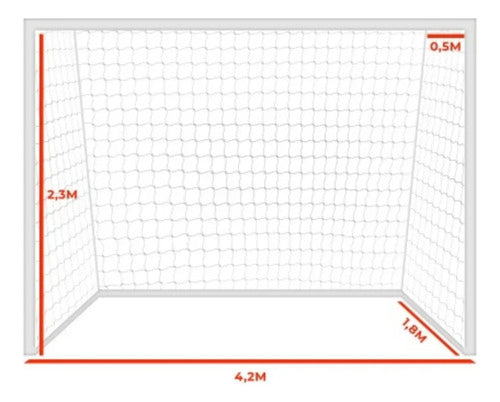 Par Red De Arco Baby Futbol 4,2x2,3x0,5m 2mm Gismar Blanco