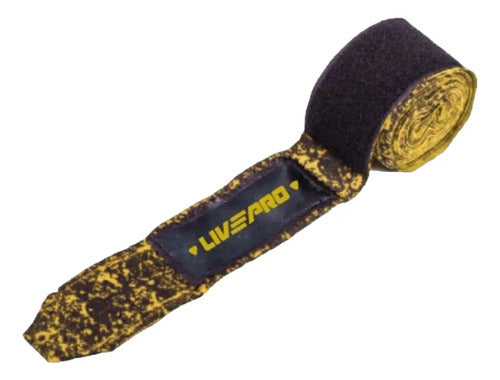 Par De Vendas Boxeo 300cm X 5cm Algodón Y Spandex - Livepro Amarillo