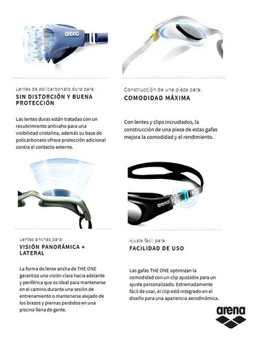 Goggles Arena The One Unisex Entrenamiento Inmediato Color Negro