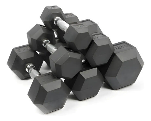 Mancuerna Hexagonal Fija De 5 Kg - Pesa Pesas Color Negro Negro