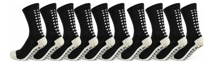 Pack X10 Medias Cortas Antideslizantes Niños Fútbol Calidad Negro 26-30