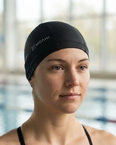 Gorra De Natación Polyester Moaki Mahana Tela Negro Negro Lisa Unico