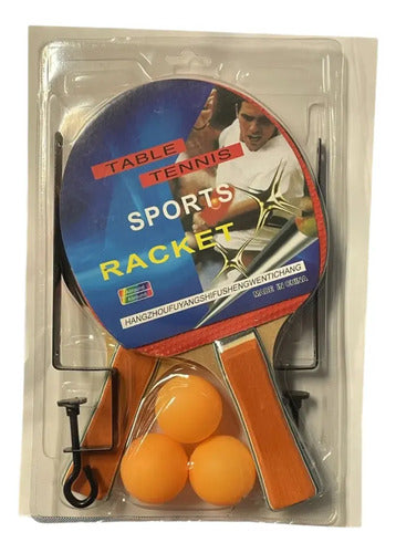 Set Ping Pong Sports - 2 Paletas + 3 Pelotas + Red C/soporte