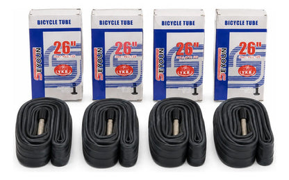 Pack X4 Cámaras Bicicleta Rodado 26 1.95/2.125 Válvula A/v Schrader Negro
