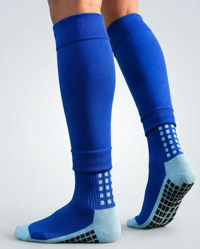 Combo Media Sin Pie + Antideslizante Fútbol Adulto Mmsports Azul M