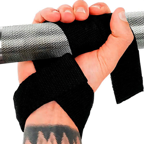 Agarre Para Barra Gym Gimnasio Straps Rhino Color Negra