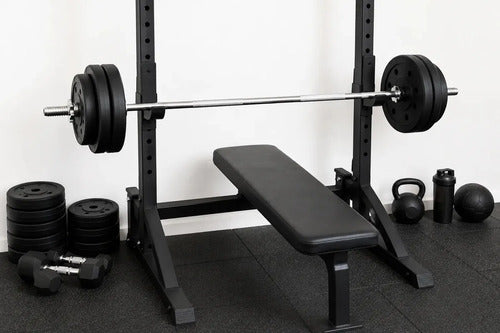 Kit Pesas Barra Recta Discos Pvc Cemento Gimnasio Fitness Barra 1.50 M 4x3 Kg 4x2 Kg