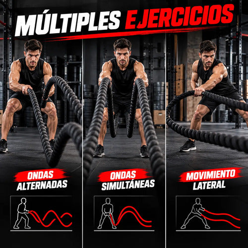 Cuerda Soga Crossfit 9mts X3.8cm Entrenamiento Funcional Negro