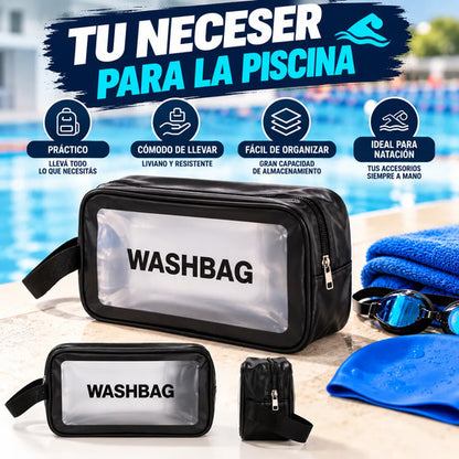 Neceser Piscina Natación Washbag Organizador Con Cierre Negro Lisa