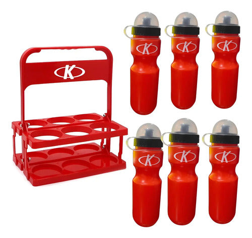 Soporte Caramañola + 6 Caramañolas Rojo Rojo