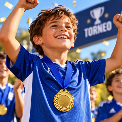 Pack X10 Medallas Deportivas 7 Cm Doradas Con Cinta