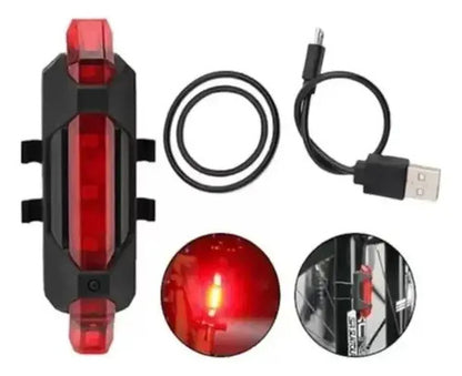 Luz Trasera Led C/carg. Usb A Prueba De Agua Para Bicicleta Negro/rojo
