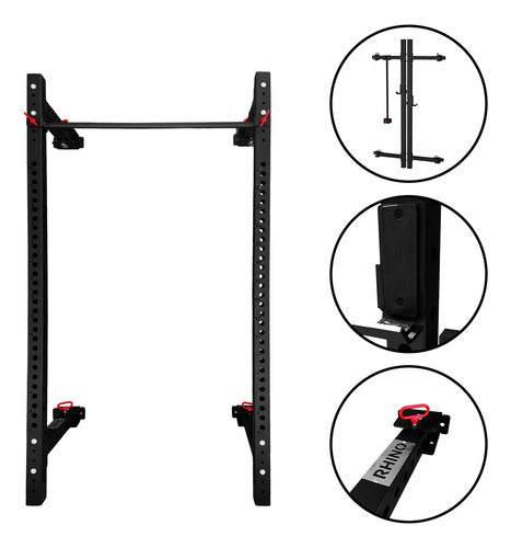Power Rack Comercial On Wall Plegable Multifunción - Rhino Negro