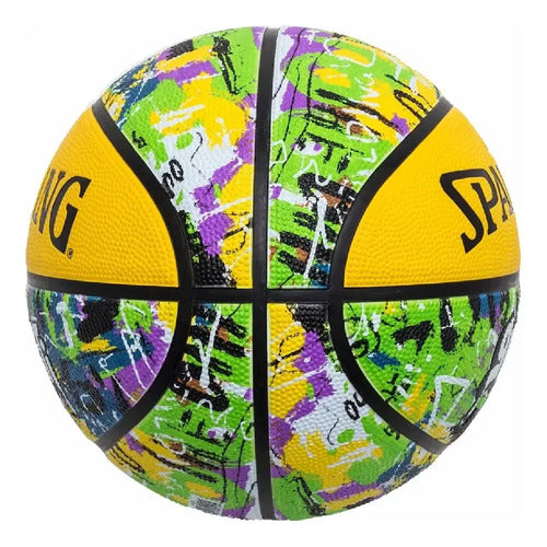 Pelota De Básquet Spalding Graffiti Graffiti Nº 7 Color Amarillo/verde Para Partida De Exterior