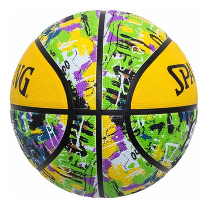 Pelota De Básquet Spalding Graffiti Graffiti Nº 7 Color Amarillo/verde Para Partida De Exterior