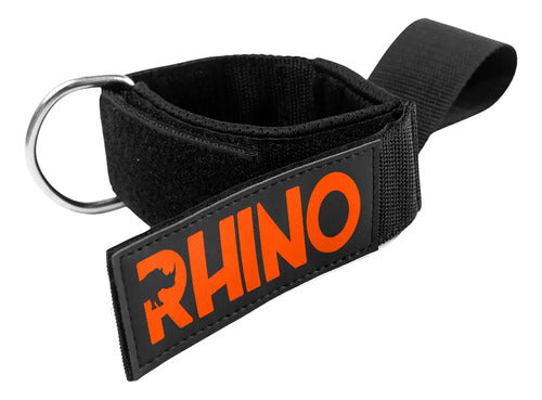 Tobillera Para Polea Maquina Crossover Agarre Pie Rhino Negro