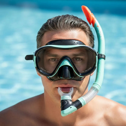 Set Snorkel Hydro Mascara Adulto Buceo Natacion Antifog Kit Turquesa