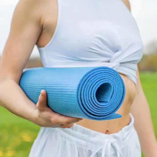Mat Yoga Drb Colchoneta Eva 4mm Pilates Fitness Tyttennis Color Celeste