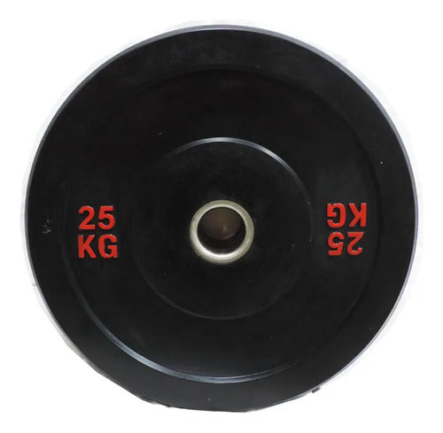 Disco Olimpico Bumpèr Engomado Hierro 25 Kg Negro