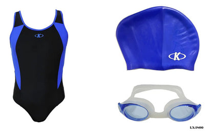 Set Natación Completo Knex Malla Gorra Lente Negro